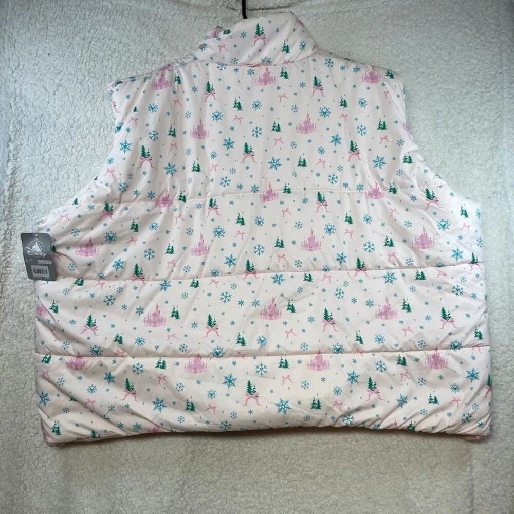 Disney Pink Princess Castle Snowflake Puffer Jacket Girls 3X NWT - Picture 2 of 7